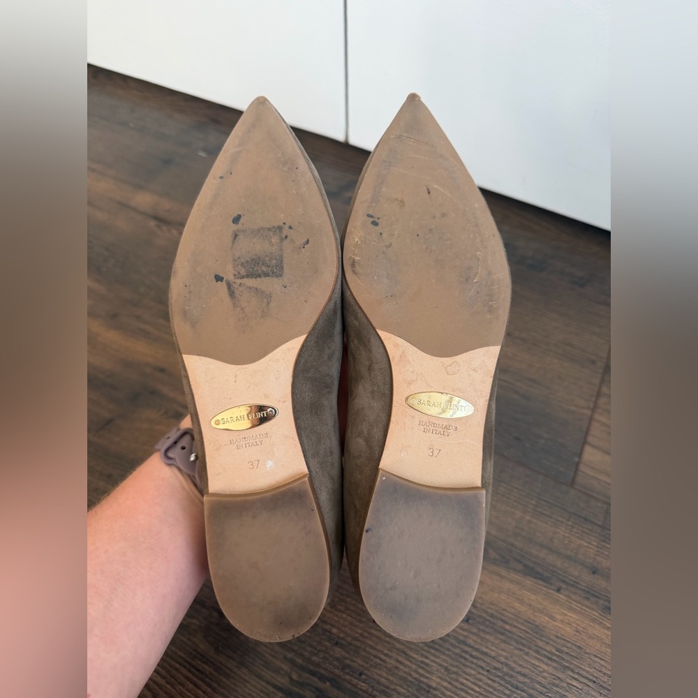 Sarah Flint Sylvia Suede Flats Taupe Size 37IT/7US - Picture 9 of 13